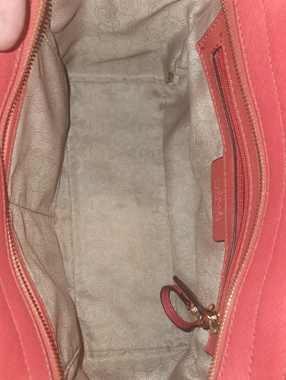 Michael Kors Coral Pink Saffiano Satchel with Gold-Tone Logo - Picture 3 of 8
